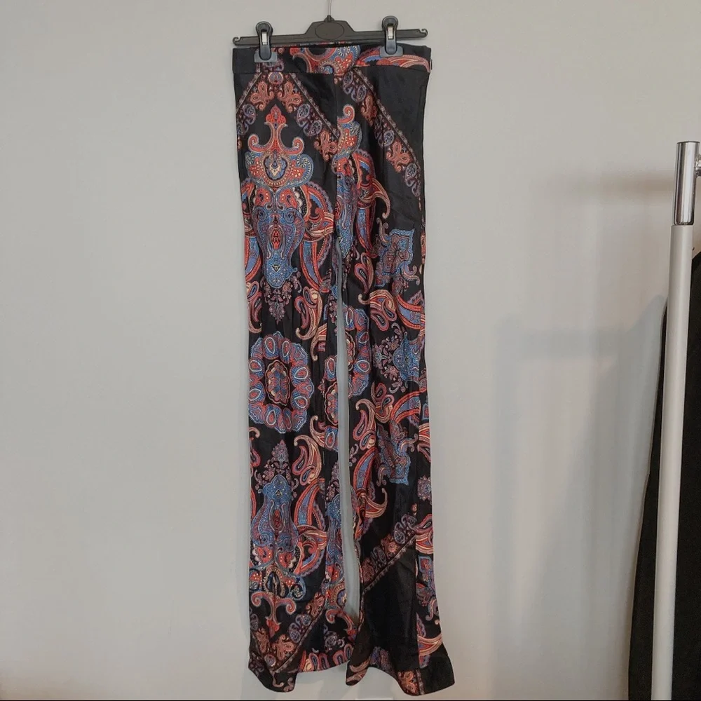 Chloé Black Persian Print Viscose Twill Women's Pants